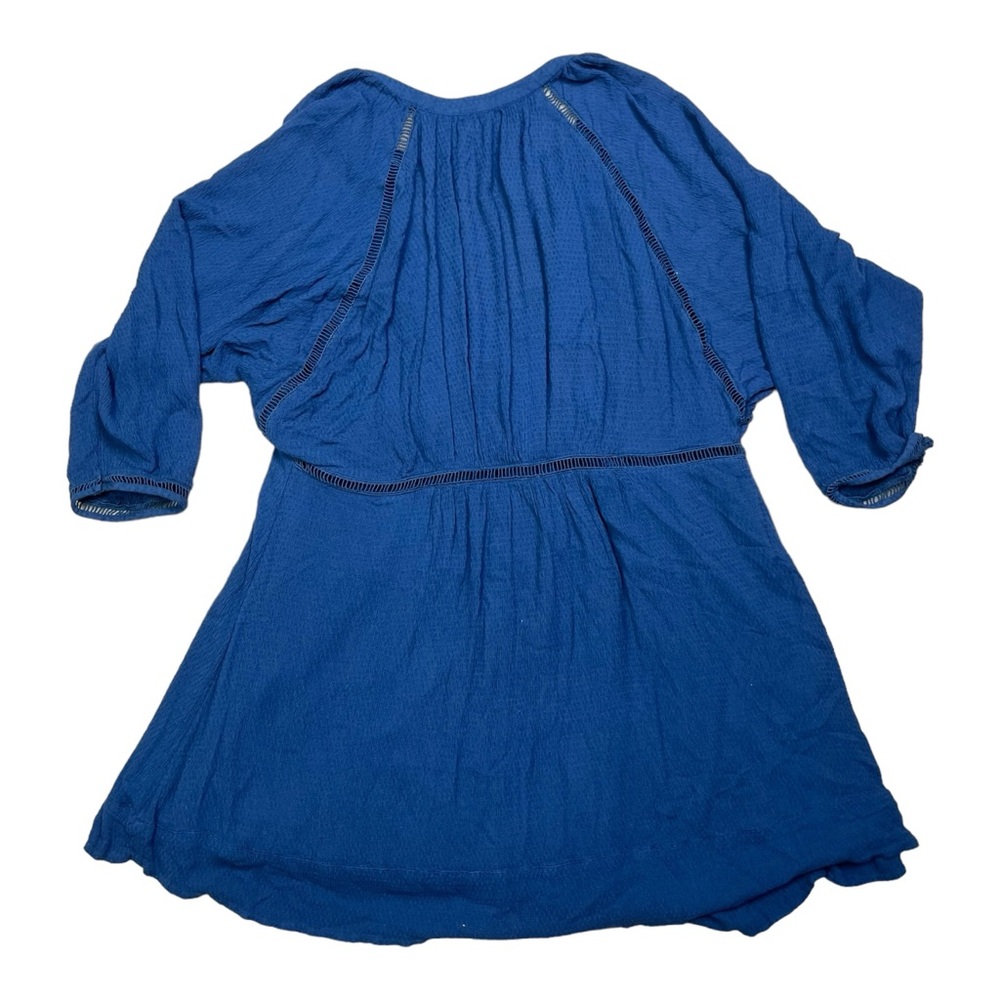Free People Top Women Large Blue V Neck Lined Flowy Dolman Bohemian Peplum Tunic - Picture 5 of 13